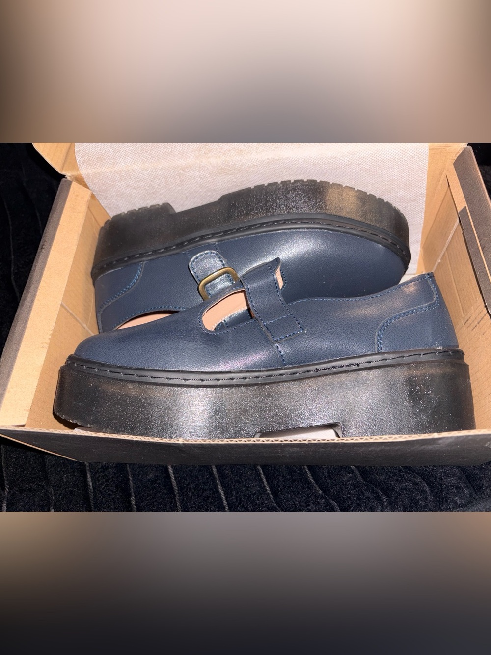 Classic Mary Jane Platform Shoe in Navy